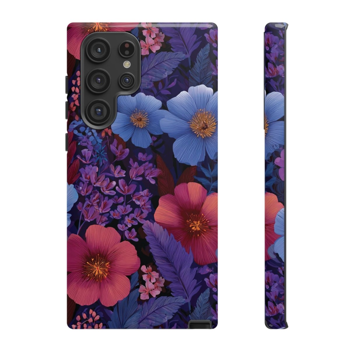 Samsung Galaxy S25 tough phone case by Printify with Lavender Tropics design, glossy finish, suitable for AU, NZ, and USA markets.