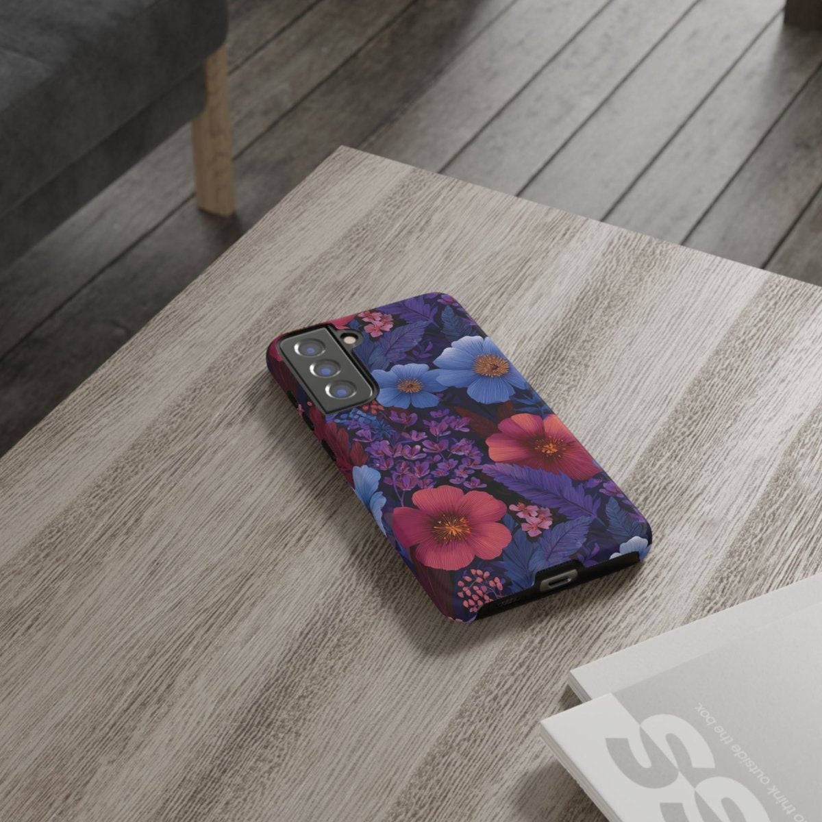 Samsung Galaxy S25 tough phone case by Printify featuring Lavender Tropics design, glossy finish, durable protective cover.