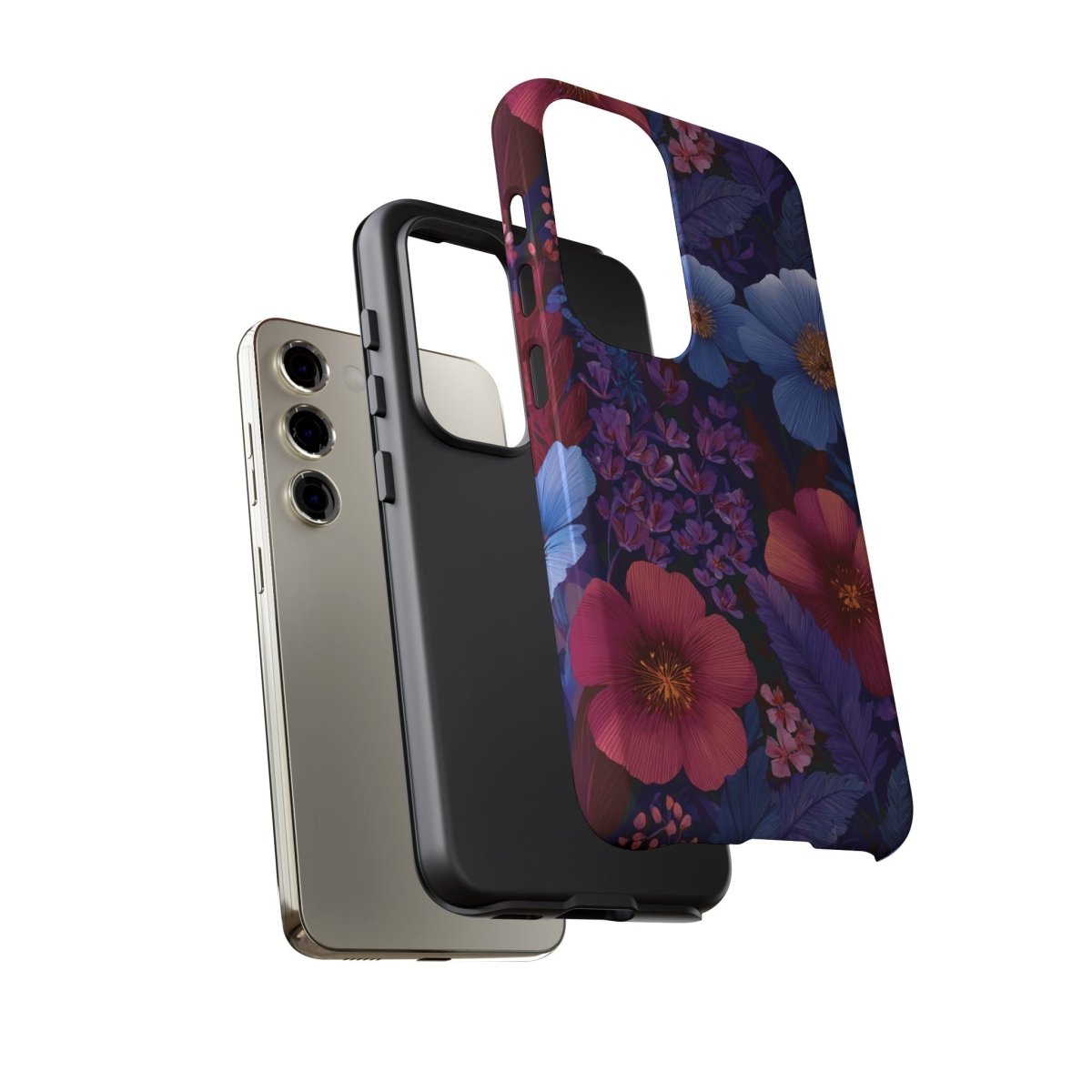 Samsung Galaxy S25 tough phone case by Printify featuring Lavender Tropics design, glossy finish, durable protection for smartphones.