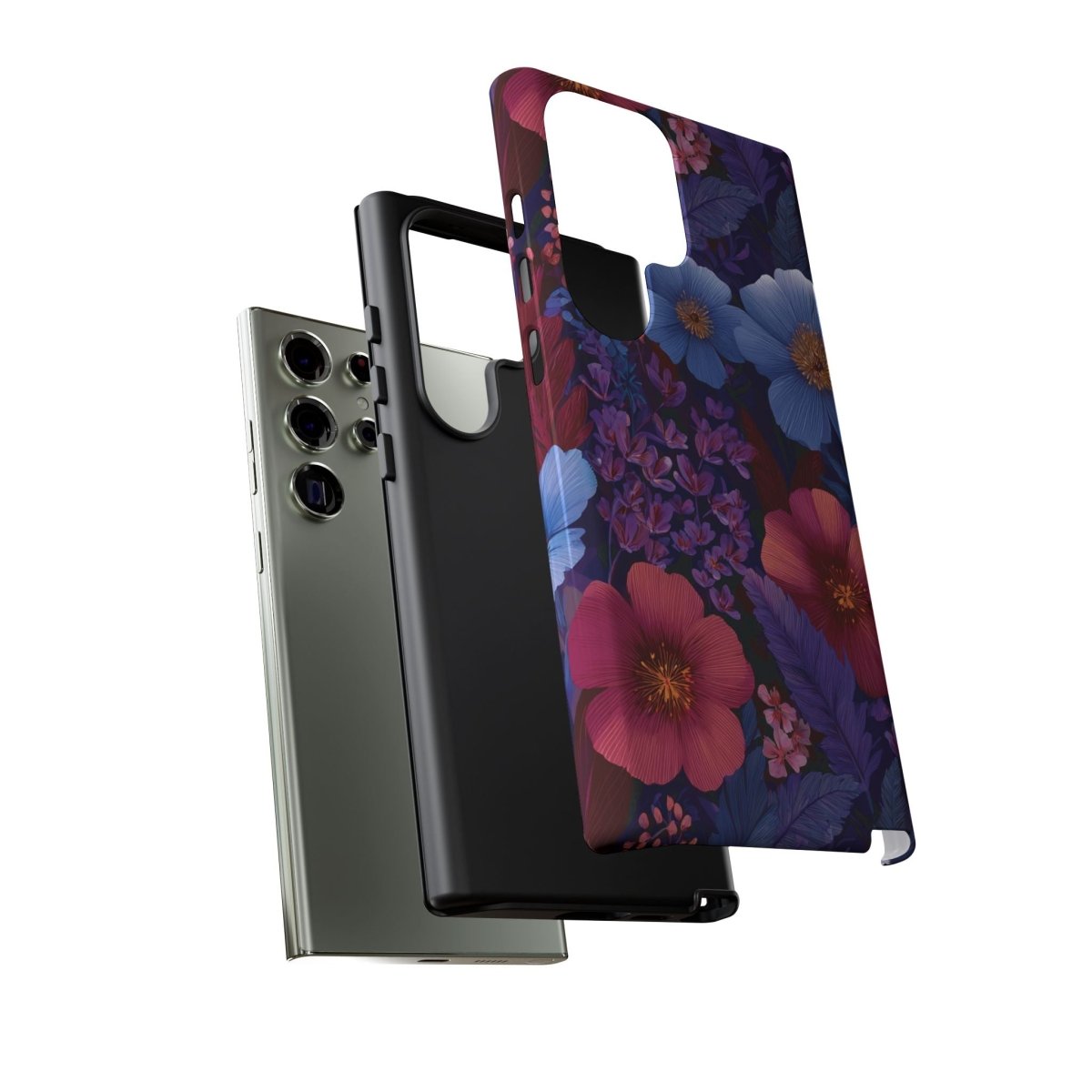 Samsung Galaxy S25 tough phone case by Printify featuring Lavender Tropics design, glossy finish, durable protective cover.