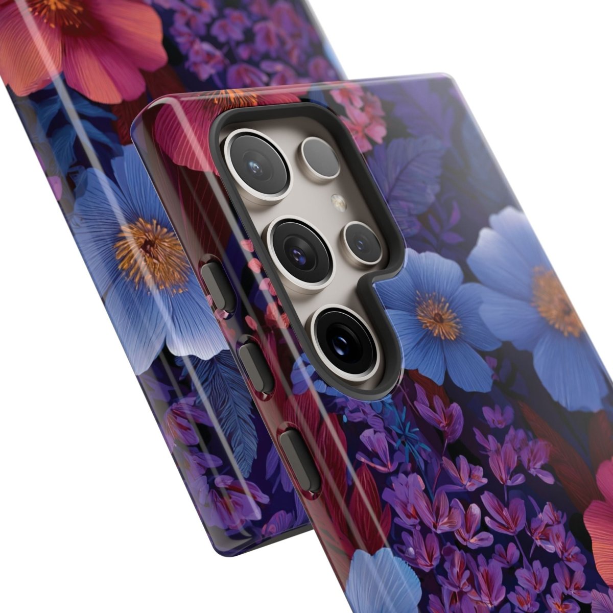 Samsung Galaxy S25 tough phone case by Printify with Lavender Tropics design, glossy finish, suitable for AU, NZ, and USA markets.