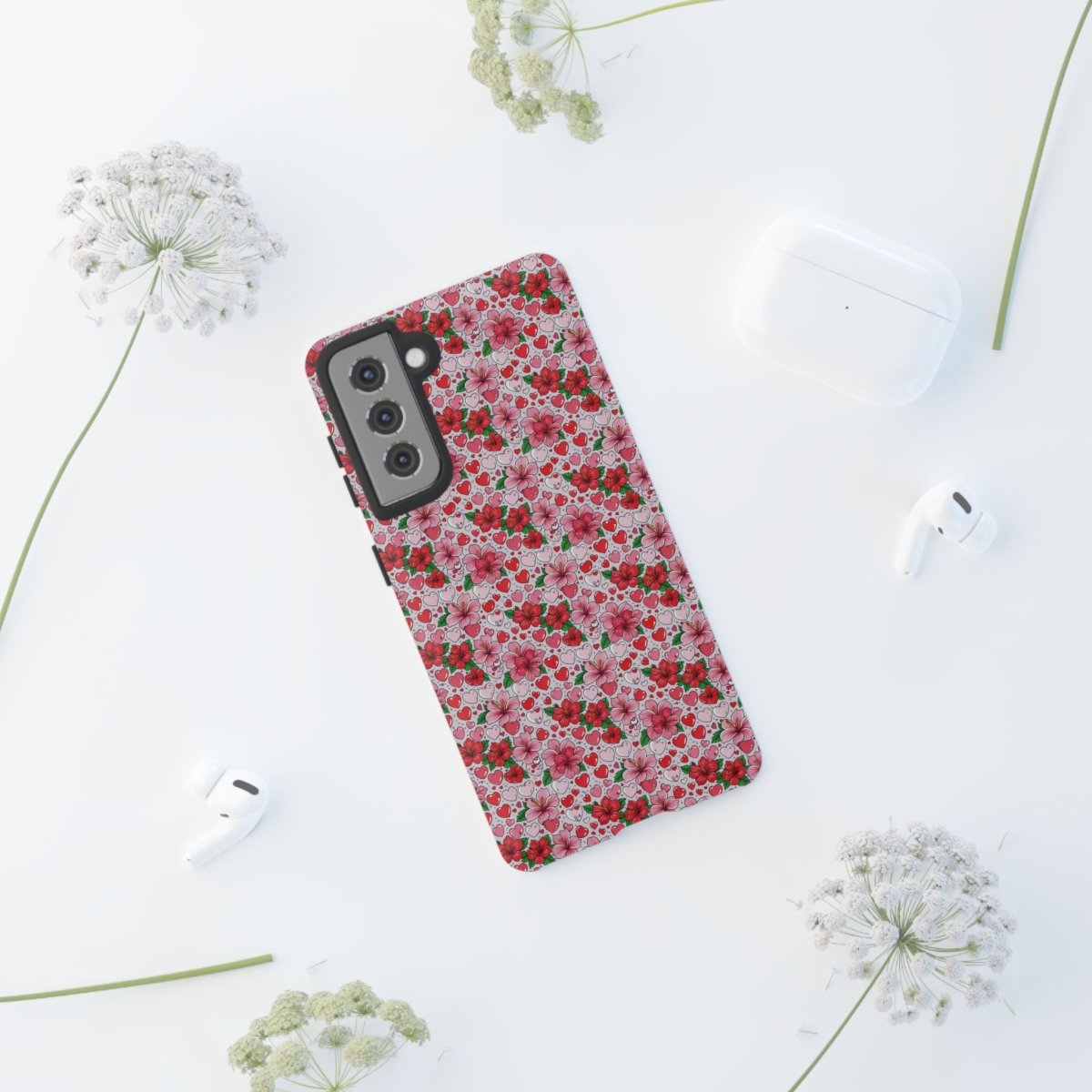 Samsung Galaxy S25 tough phone case by Printify with Love & Aute design, glossy finish, durable protection for smartphones.