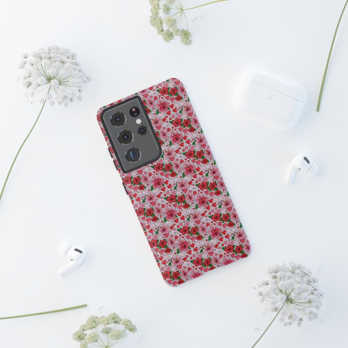Samsung Galaxy S25 tough phone case by Printify featuring a Love & Aute design, glossy finish, durable protective cover.