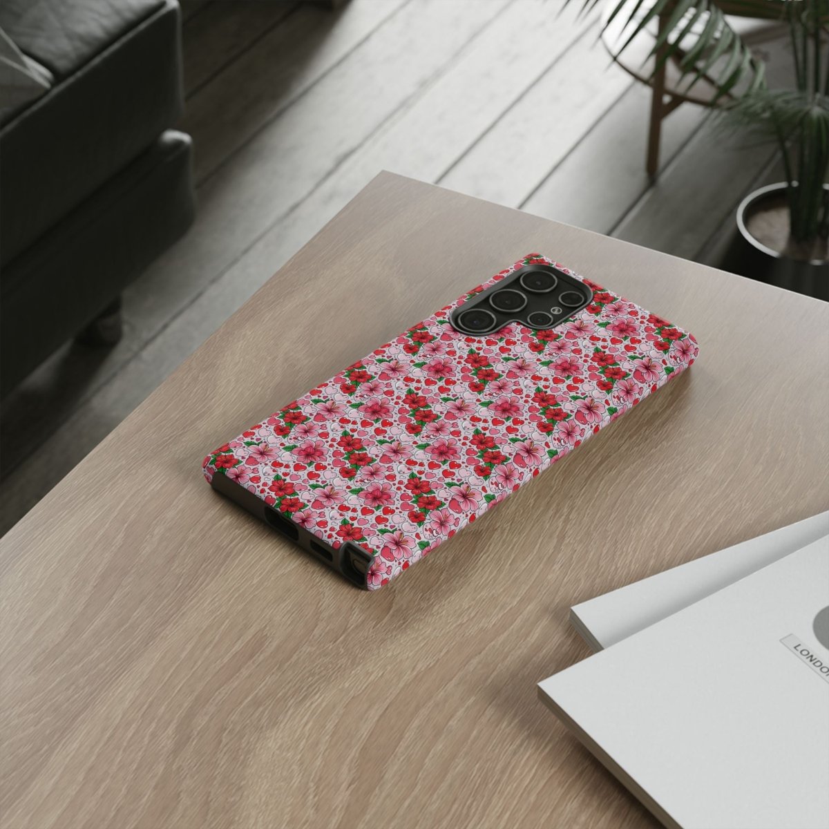 Samsung Galaxy S25 tough phone case by Printify with Love & Aute design, glossy finish, suitable for AU, NZ, and USA markets.