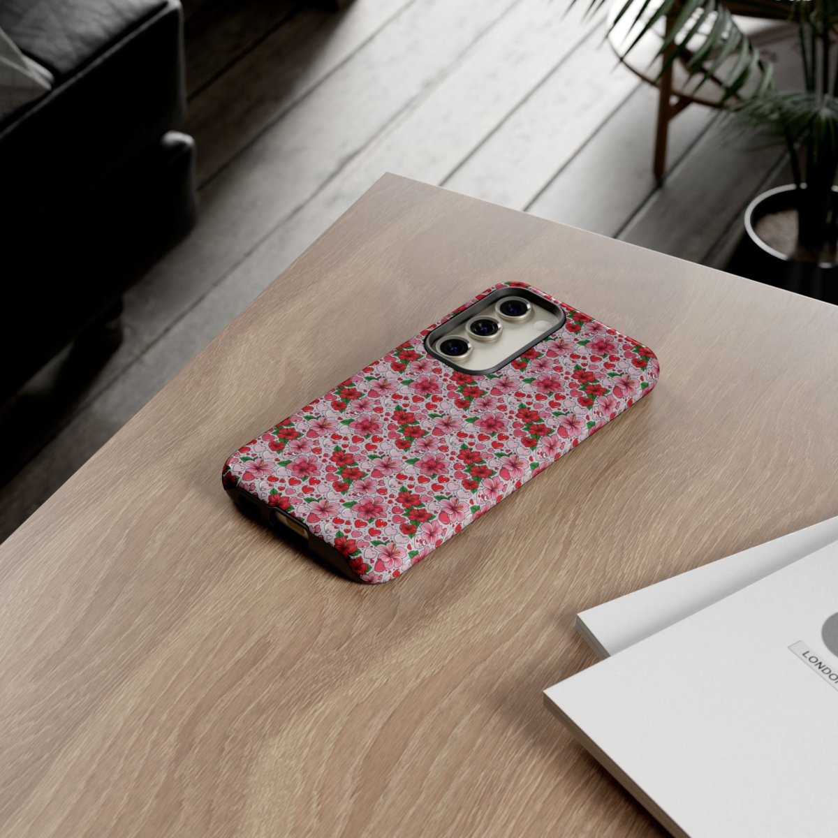 Samsung Galaxy S25 tough phone case by Printify featuring Love & Aute design, glossy finish, suitable for AU, NZ, and USA markets.