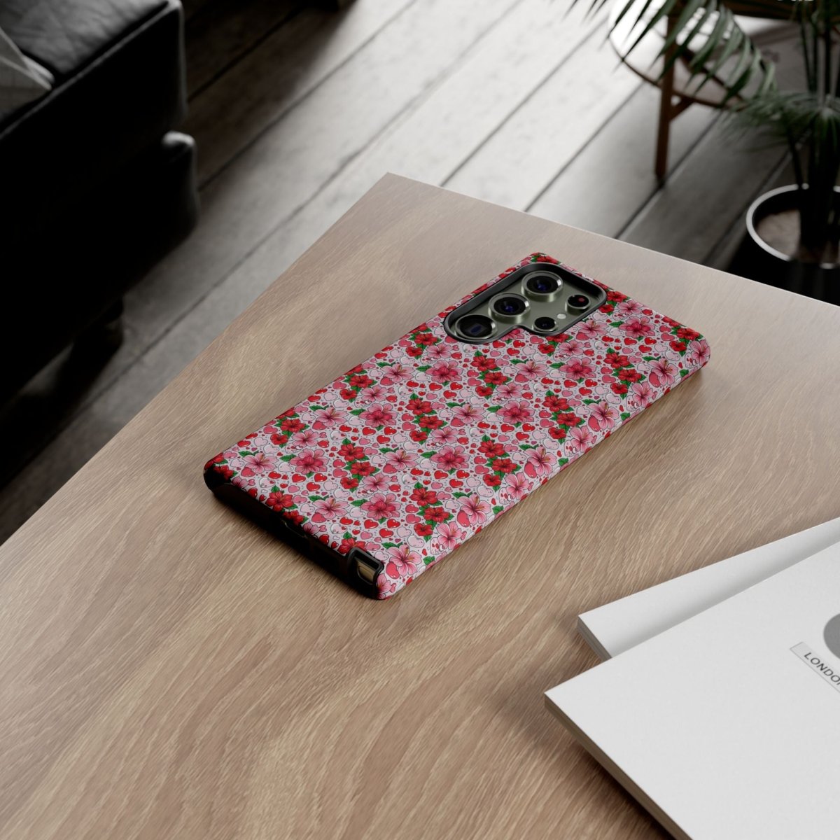 Samsung Galaxy S25 tough phone case by Printify with Love & Aute design, glossy finish, suitable for AU, NZ, and USA markets.