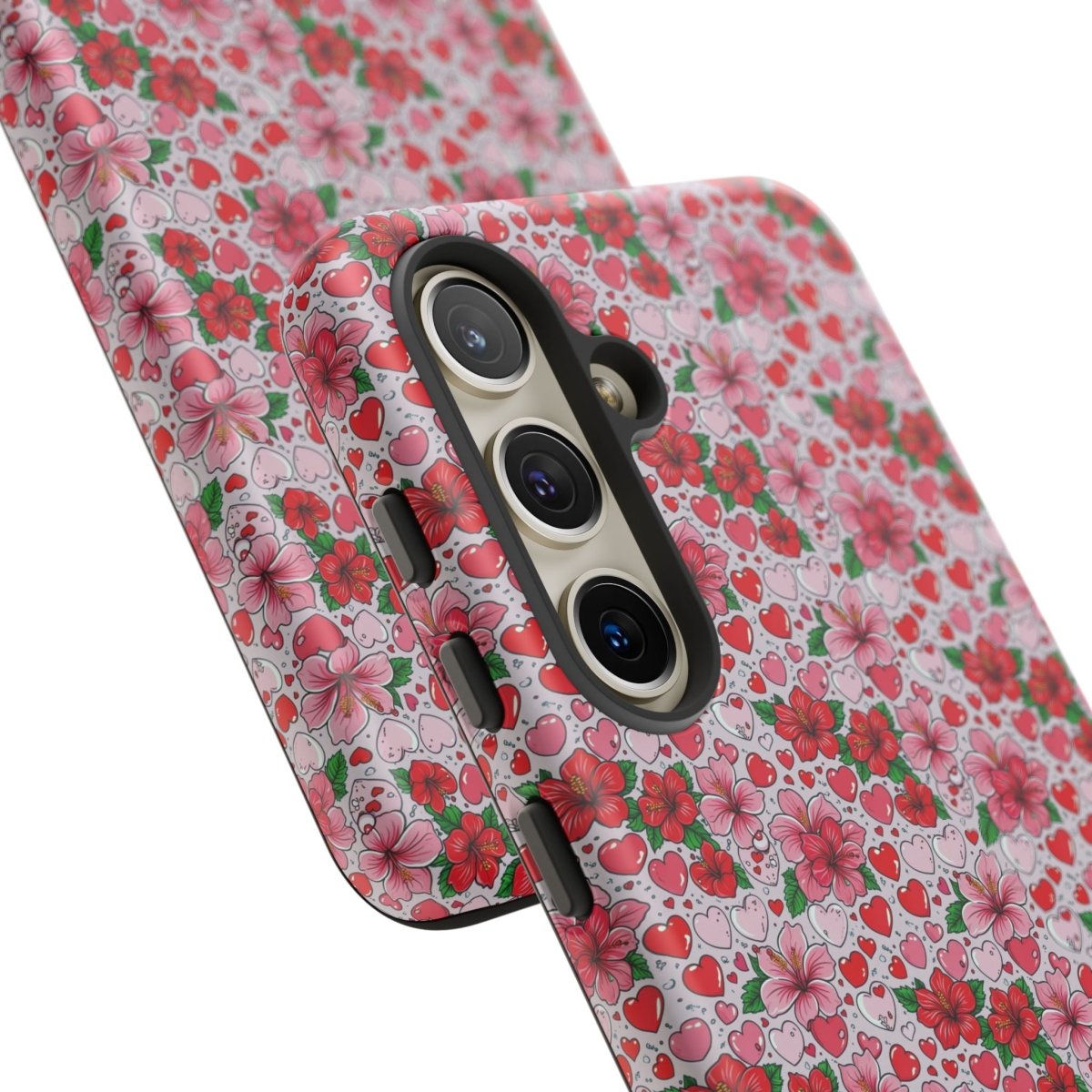 Samsung Galaxy S25 tough phone case by Printify featuring Love & Aute design, glossy protective cover for durable phone protection.