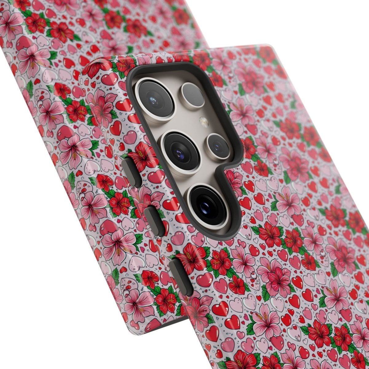 Samsung Galaxy S25 tough phone case by Printify featuring Love & Aute design, glossy finish, suitable for AU, NZ, and USA.